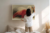 Paul Sinus Wandbild 120x80cm Flamingo Tierkunst modern rot weiss elegante Vogel Malerei Kunstdruck grosses Kunstbild stilvolle Wanddekoration fuer Wohnzimmer Büro Flur