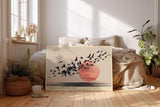 Paul Sinus Wandbild 120x80cm fliegende Vögel vor roter Sonne modernes Naturmotiv minimalistische Landschaft Kunstbild schwarz beige stilvolle