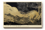 Paul Sinus Wandbild 120x80cm Fließendes Gold in Bewegung – Abstrakte Kunst mit eleganten Linien auf dunklem Hintergrund