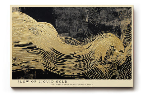 Paul Sinus Wandbild 120x80cm Fließendes Gold in Bewegung – Abstrakte Kunst mit eleganten Linien auf dunklem Hintergrund