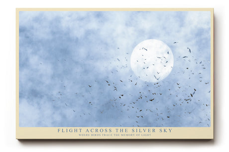 Paul Sinus Wandbild Flight Across the Silver Sky Birds in Motion beneath the Pale Moonlight