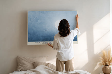Paul Sinus Wandbild Flight Towards the Unknown Light Minimalist Journey in Blue Atmosphere