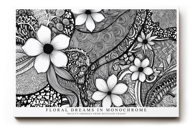 Paul Sinus Wandbild Floral Dreams in Monochrome Artistic Harmony in Black and White