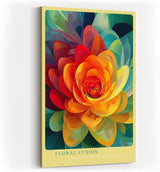 Paul Sinus Wandbild in 40x60cm Floral Fusion Farbintensive abstrakte Blüte in leuchtendem Gelb, Rot und Grün für stilvolle Raumakzente