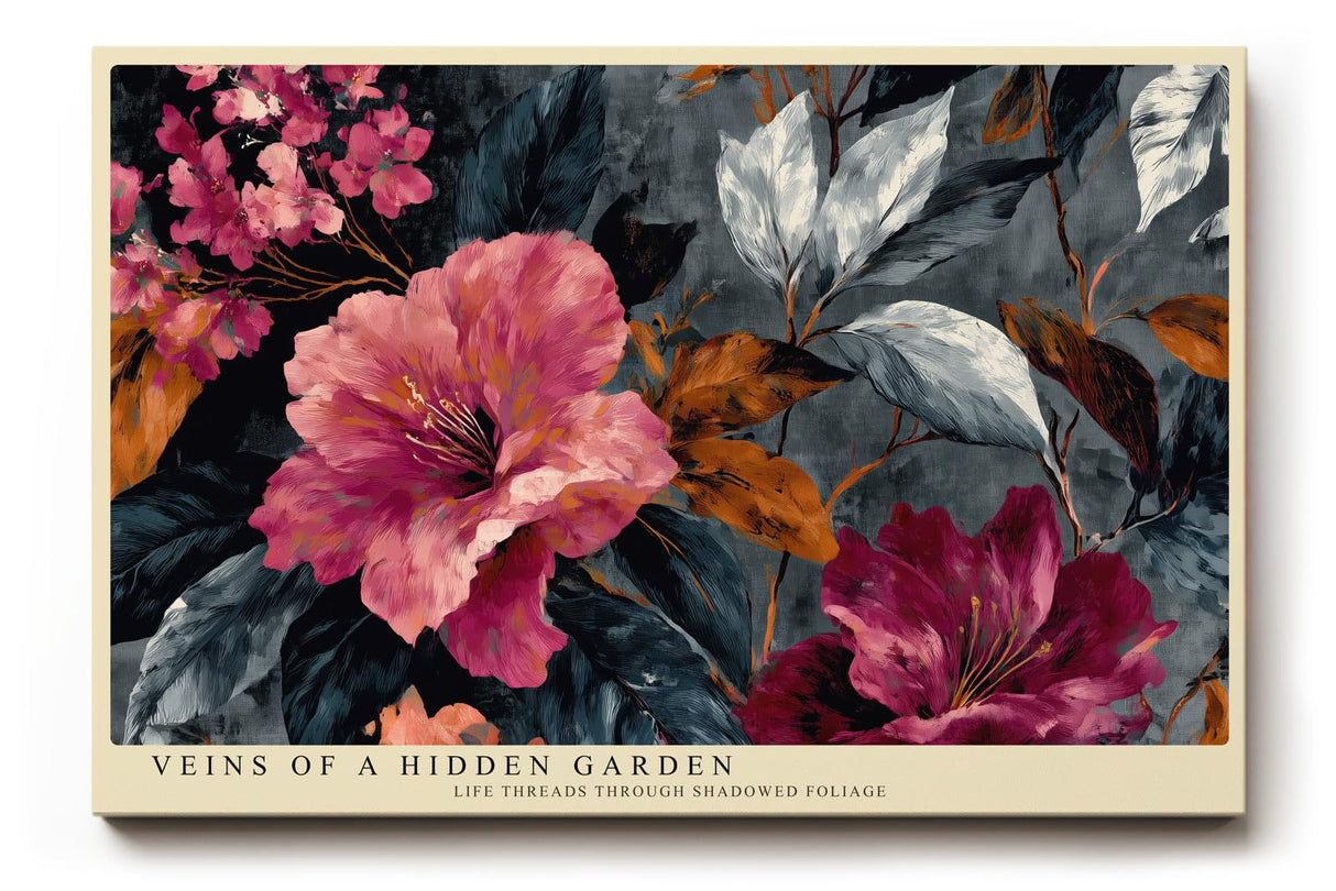 Paul Sinus Wandbild 120x80cm Florale Kunst Blumen in dunklem Garten Stilvolle Naturkomposition