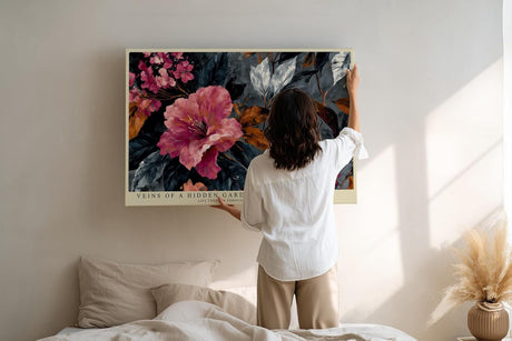Paul Sinus Wandbild 120x80cm Florale Kunst Blumen in dunklem Garten Stilvolle Naturkomposition