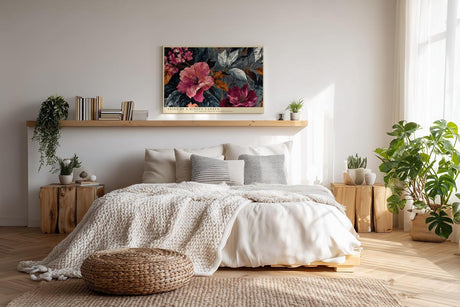 Paul Sinus Wandbild 120x80cm Florale Kunst Blumen in dunklem Garten Stilvolle Naturkomposition
