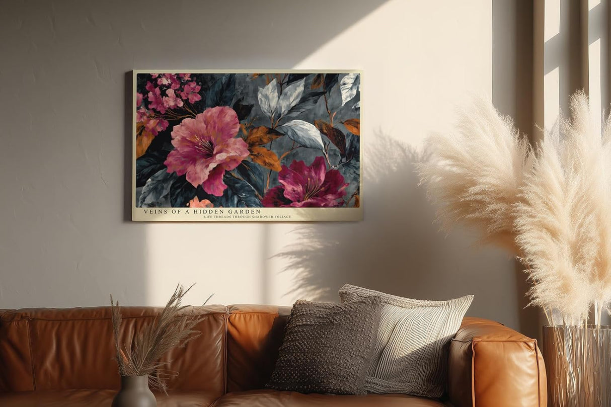 Paul Sinus Wandbild 120x80cm Florale Kunst Blumen in dunklem Garten Stilvolle Naturkomposition
