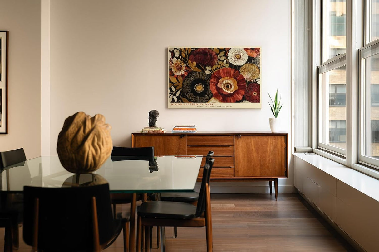 Paul Sinus Wandbild 120x80cm Florales Muster Moderne Blumen Kunst LeinWandbild 120x80cm Elegante Wanddekoration