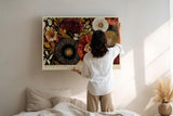 Paul Sinus Wandbild 120x80cm Florales Muster Moderne Blumen Kunst LeinWandbild 120x80cm Elegante Wanddekoration