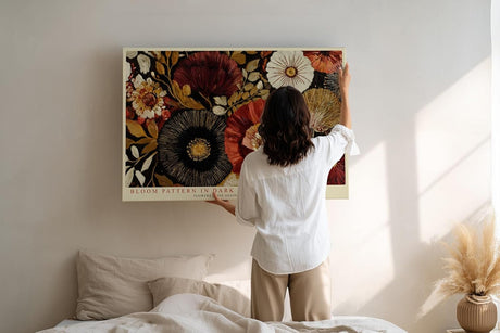 Paul Sinus Wandbild 120x80cm Florales Muster Moderne Blumen Kunst LeinWandbild 120x80cm Elegante Wanddekoration