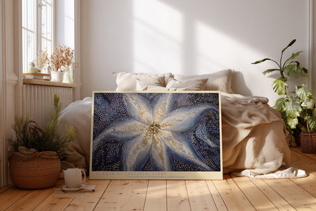 Paul Sinus Wandbild Flower of Celestial Light abstraktes Motiv einer gold-blauen Blüte mit kosmischer Leuchtkraft