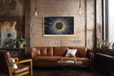 Paul Sinus Wandbild Flower of Light and Energy Radiant Bloom in Gold and Blue Harmony