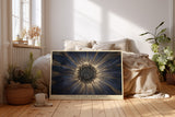 Paul Sinus Wandbild Flower of Light and Energy Radiant Bloom in Gold and Blue Harmony