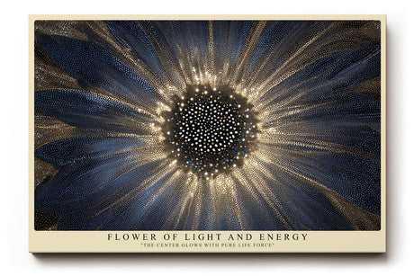 Paul Sinus Wandbild Flower of Light and Energy Radiant Bloom in Gold and Blue Harmony