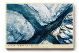 Paul Sinus Wandbild 120x80cm Fluss durch Eislandschaft Luftaufnahme moderne Naturkunst in Blau Weiss Leinwand Wanddekoration fuer Wohnzimmer Büro
