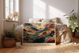 Paul Sinus Wandbild 120x80cm Fluss durch ruhige Landschaft – Künstlerische Naturillustration mit Hügeln Wolken und fließendem Wasser