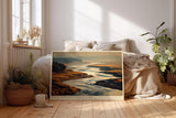 Paul Sinus Wandbild 120x80cm Fluss Landschaft goldenes Licht Natur Fotokunst modern Kunstdruck grosses Kunstbild ruhige Wanddekoration fuer Wohnzimmer Büro Flur