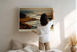 Paul Sinus Wandbild 120x80cm Fluss Landschaft goldenes Licht Natur Fotokunst modern Kunstdruck grosses Kunstbild ruhige Wanddekoration fuer Wohnzimmer Büro Flur