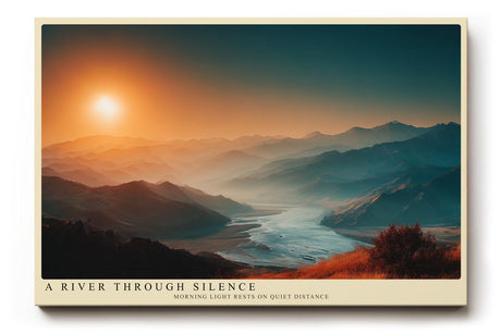 Paul Sinus Wandbild 120x80cm Flusslandschaft bei Sonnenaufgang weite Berglandschaft ruhige Natur Szene modernes Landschaftsbild stilvolle Wanddekoration fuer Wohnzimmer Büro