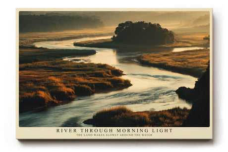 Paul Sinus Wandbild 120x80cm Flusslandschaft Morgenlicht moderne Natur Fotokunst grosses Landschaftsbild stilvolle Wanddekoration fuer Wohnzimmer Büro