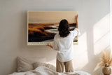 Paul Sinus Wandbild 120x80cm Flusslandschaft Natur Fotografie ruhige Landschaft mit Wasserlauf warme Abendfarben stilvolle Wanddekoration fuer Wohnzimmer Büro