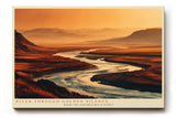 Paul Sinus Wandbild 120x80cm Flusslandschaft Sonnenuntergang modern orange gold Natur Kunst grosses Landschaftsbild stilvolle Wanddekoration fuer Wohnzimmer Büro