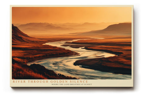 Paul Sinus Wandbild 120x80cm Flusslandschaft Sonnenuntergang modern orange gold Natur Kunst grosses Landschaftsbild stilvolle Wanddekoration fuer Wohnzimmer Büro