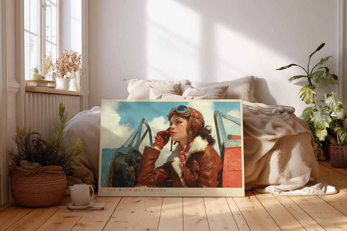 Paul Sinus Wandbild Fly With Me Darling – Vintage-Flugkunst voller Abenteuerlust und zeitloser Eleganz