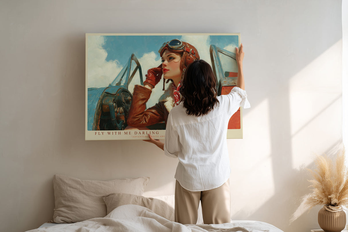 Paul Sinus Wandbild Fly With Me Darling – Vintage-Flugkunst voller Abenteuerlust und zeitloser Eleganz