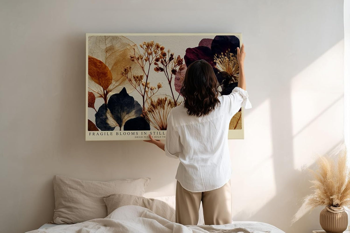 Paul Sinus Wandbild 120x80cm Fragile Blooms in Still Air botanische Trockenblumen Komposition Kunst Poster für Wohnzimmer Schlafzimmer