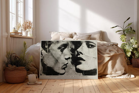 Paul Sinus Wandbild 120x80cm Fragmented Faces in Monochrome Abstrakte Portrait Kunst Schwarz Weiss Moderne Wanddekoration