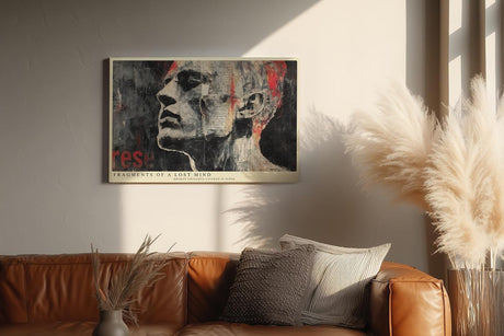 Paul Sinus Wandbild 120x80cm Fragmentiertes Männerporträt – Moderne Collagekunst mit Zeitungsstruktur und urbaner Ästhetik