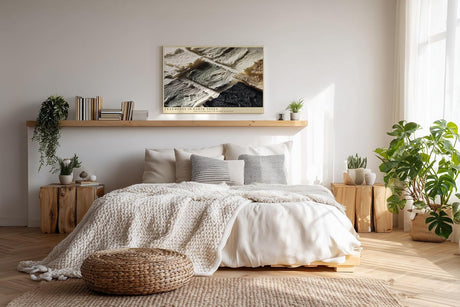 Paul Sinus Wandbild 120x80cm Fragments in Earth Tones Abstrakte Materialstruktur Kunst in Naturfarben Modernes Design Wandbild 120x80cm
