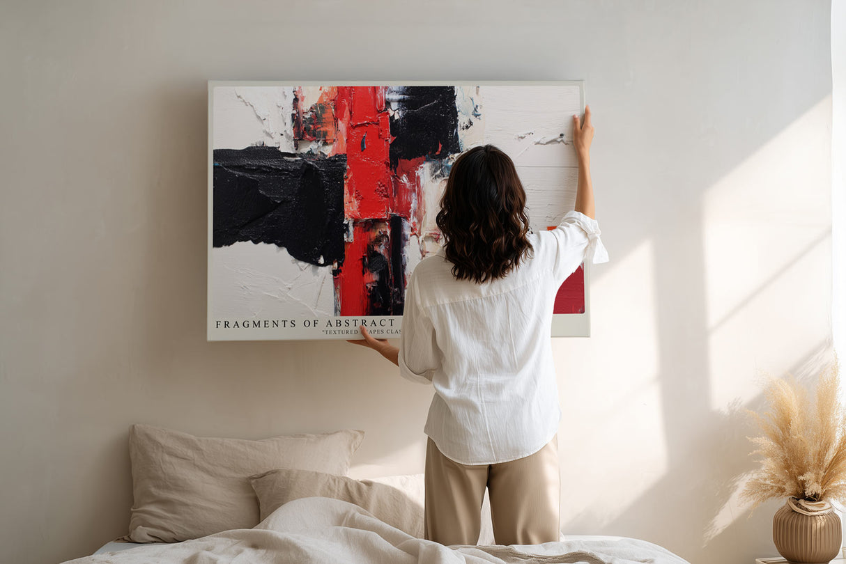 Paul Sinus Wandbild Fragments of Abstract Power Red and Black in Dynamic Texture