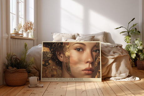 Paul Sinus Wandbild Fragments of Beauty and Memory Porträtkunst mit goldenen Ornamenten und weiblicher Anmut