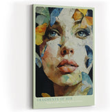 Paul Sinus Wandbild in 40x60cm Fragments of Her – ausdrucksstarkes Porträt einer Frau mit Schmetterlingsfragmenten in leuchtenden Farben