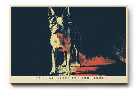 Paul Sinus Wandbild 120x80cm Französische Bulldogge im Licht moderne Hundekunst in dunklen Farben stilvolle Tier Wanddekoration