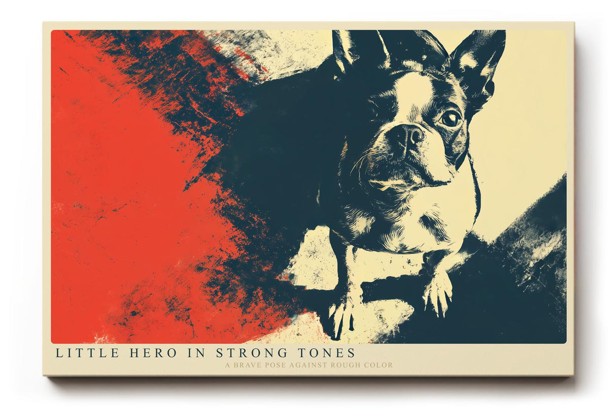 Paul Sinus Wandbild 120x80cm Französische Bulldogge Pop Art Hundeportrait in Rot und Dunkelblau moderne Tier Wanddekoration