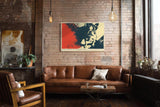 Paul Sinus Wandbild 120x80cm Französische Bulldogge Pop Art Hundeportrait in Rot und Dunkelblau moderne Tier Wanddekoration