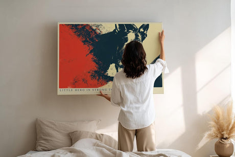 Paul Sinus Wandbild 120x80cm Französische Bulldogge Pop Art Hundeportrait in Rot und Dunkelblau moderne Tier Wanddekoration