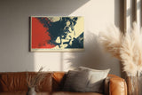 Paul Sinus Wandbild 120x80cm Französische Bulldogge Pop Art Hundeportrait in Rot und Dunkelblau moderne Tier Wanddekoration