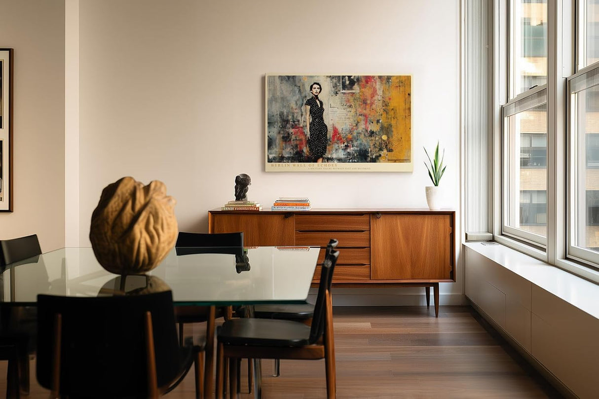 Paul Sinus Wandbild 120x80cm Frau Collage Moderne Stadt Kunstmotiv Urbanes Portrait mit grafischer Struktur