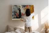 Paul Sinus Wandbild 120x80cm Frau Collage Moderne Stadt Kunstmotiv Urbanes Portrait mit grafischer Struktur