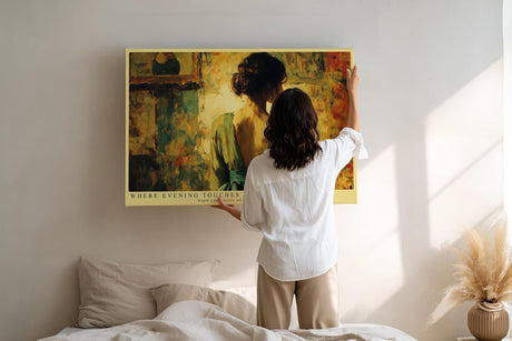 Paul Sinus Wandbild 120x80cm Frau im Atelier Moderne Malerei Kunstmotiv Warmes Licht und kuenstlerische Atmosphaere