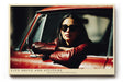 Paul Sinus Wandbild 120x80cm Frau im Auto moderne Porträtfotografie urbaner Lifestyle Sonnenbrille rotes Fahrzeug stilvolle