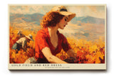 Paul Sinus Wandbild 120x80cm Frau im Goldenen Feld mit Rotem Kleid Impressionistische Natur Kunst Wanddekoration