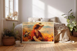 Paul Sinus Wandbild 120x80cm Frau im Goldenen Feld mit Rotem Kleid Impressionistische Natur Kunst Wanddekoration