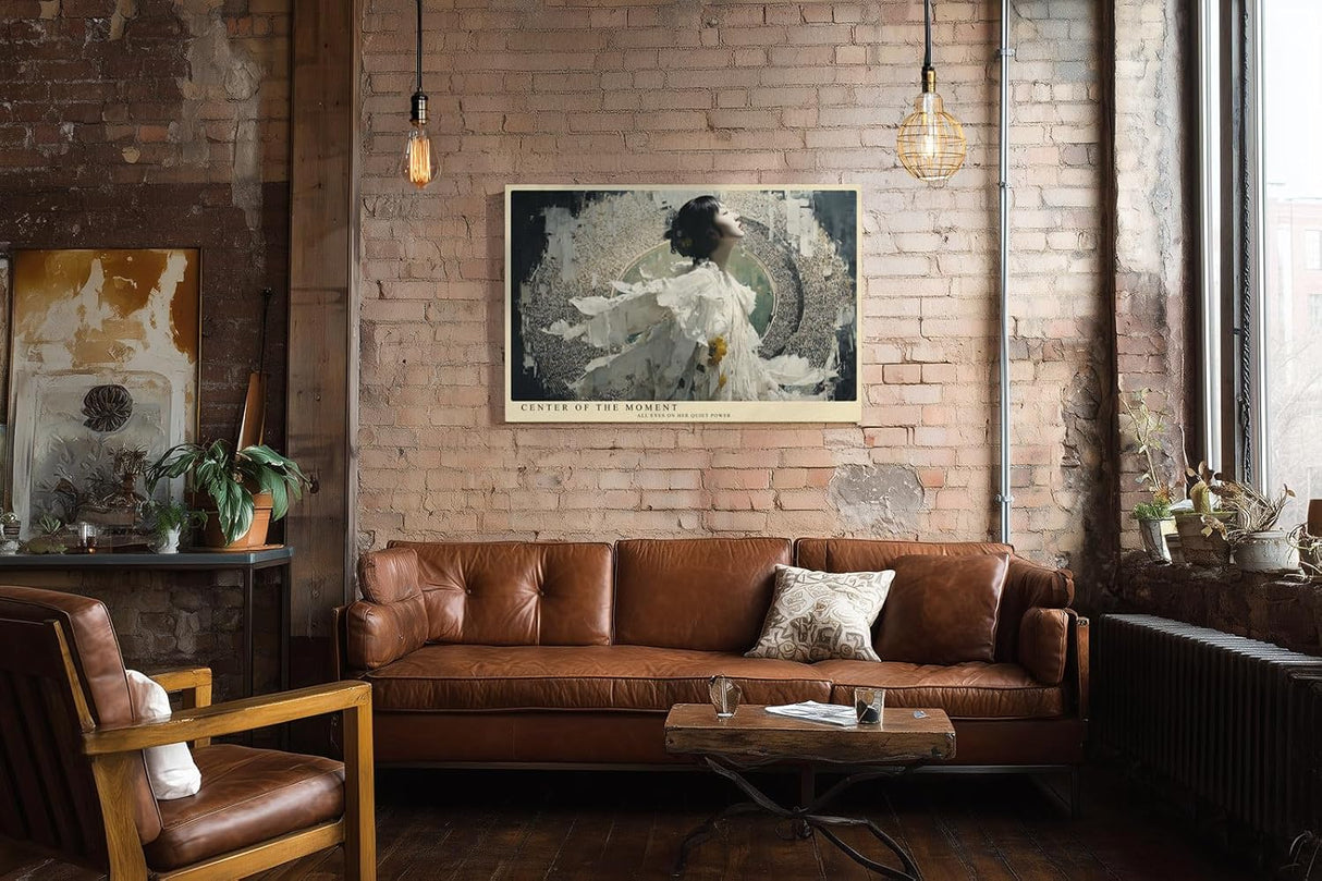 Paul Sinus Wandbild 120x80cm Frau Im Mittelpunkt Moderne Kunst LeinWandbild 120x80cm Surreale Portrait Collage Wanddekoration