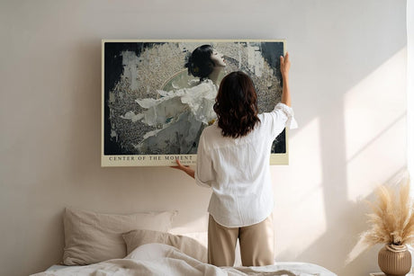 Paul Sinus Wandbild 120x80cm Frau Im Mittelpunkt Moderne Kunst LeinWandbild 120x80cm Surreale Portrait Collage Wanddekoration